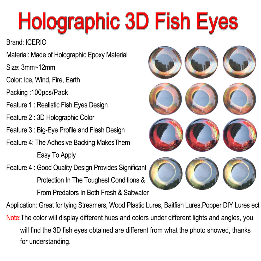 ICERIO 100 Uds. Ojos de pez ho - Fly Fishing Set reseña y precio
