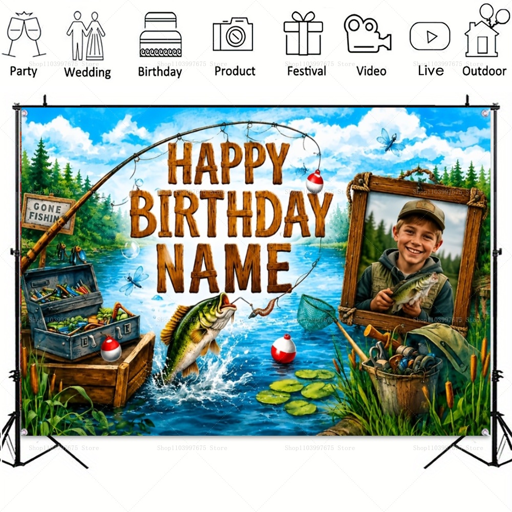 Fondos personalizados con nomb - Fishing Equipment Kids reseña y precio
